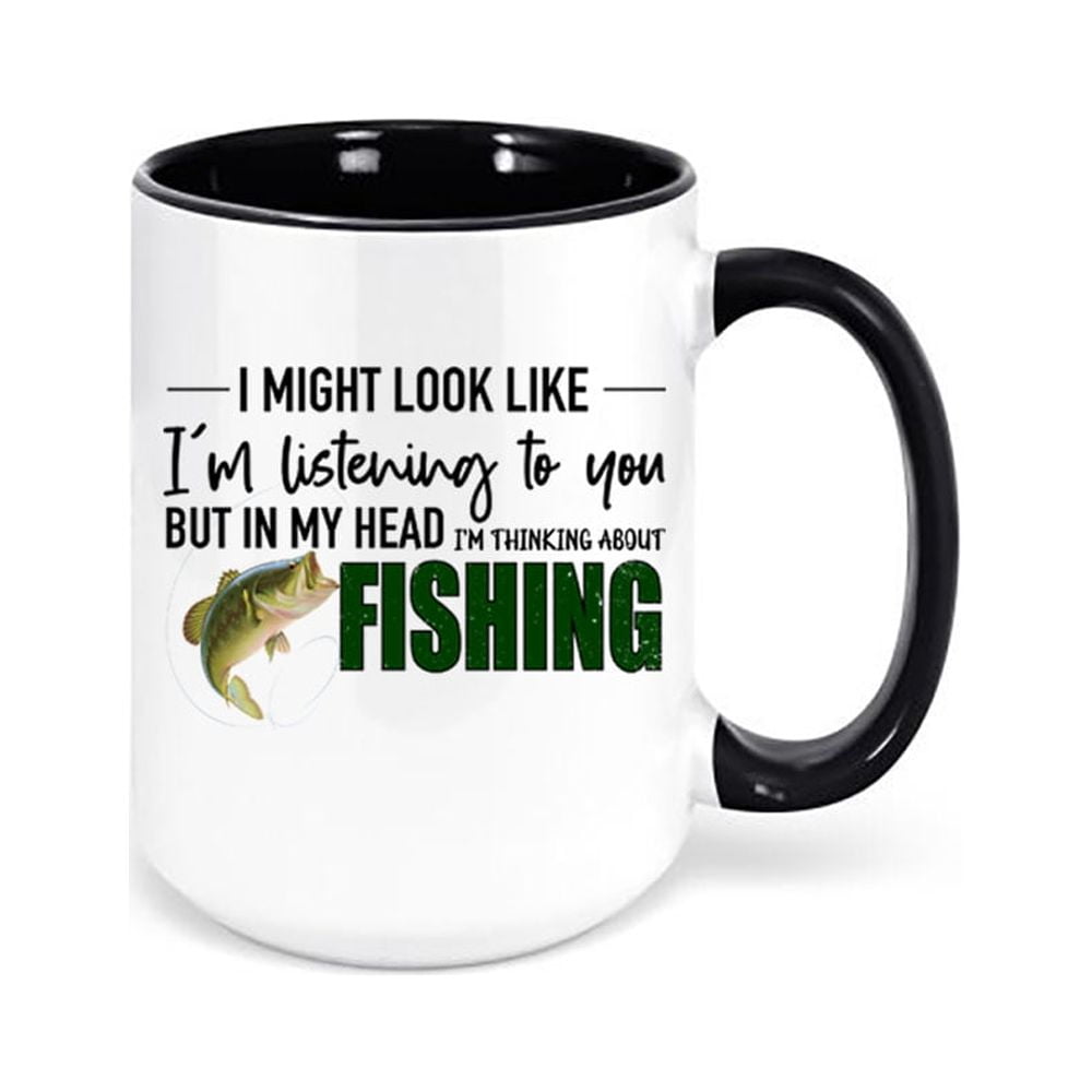 Fishing Mug, Thinking About Fishing, Fishing Gift, Fishing Coffee