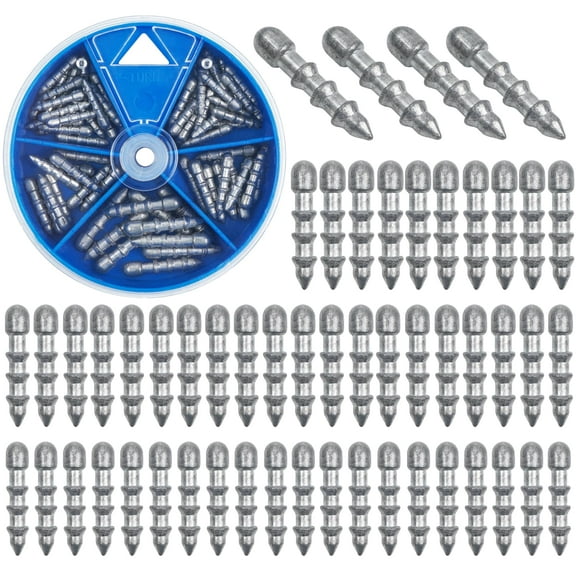 Fishing Nail Weights Kit, 70pcs Wacky Worm Weights Insert Sinkers Fishing Weights Tackle for Plastic Worms Lures Nail Sinker Weights for Wacky Rig Neko Rig Bass Fishing 4 Sizes