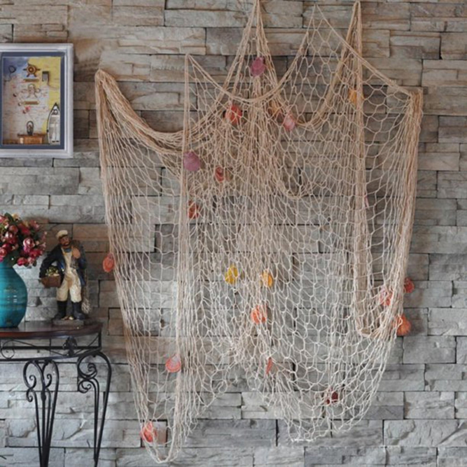 decorative fish net roll 3 Pack Decorations for Party, 80x40 Inch Natural Cotton Fishing Net Decor for Under The Sea Hawaiian Beach Party, Thick Nautical Netting for Wall Table Ceiling Decoration : Pet baby showers Decorative Fish Net Brown Olive