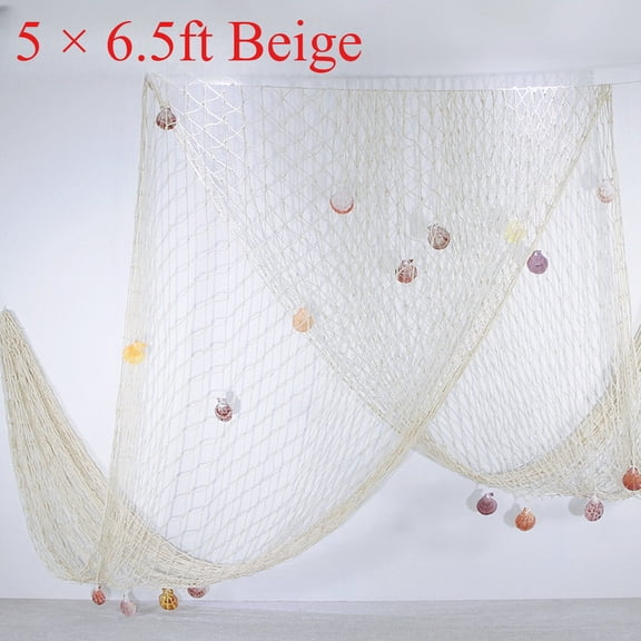 Fishing Net Decorations, Fish Net Wall Decoration with Shells ,Nautical Wall Decor for Birthday Party, Baby Shower, Pirate Party, Hawaiian Luau, Ocean-Theme Events