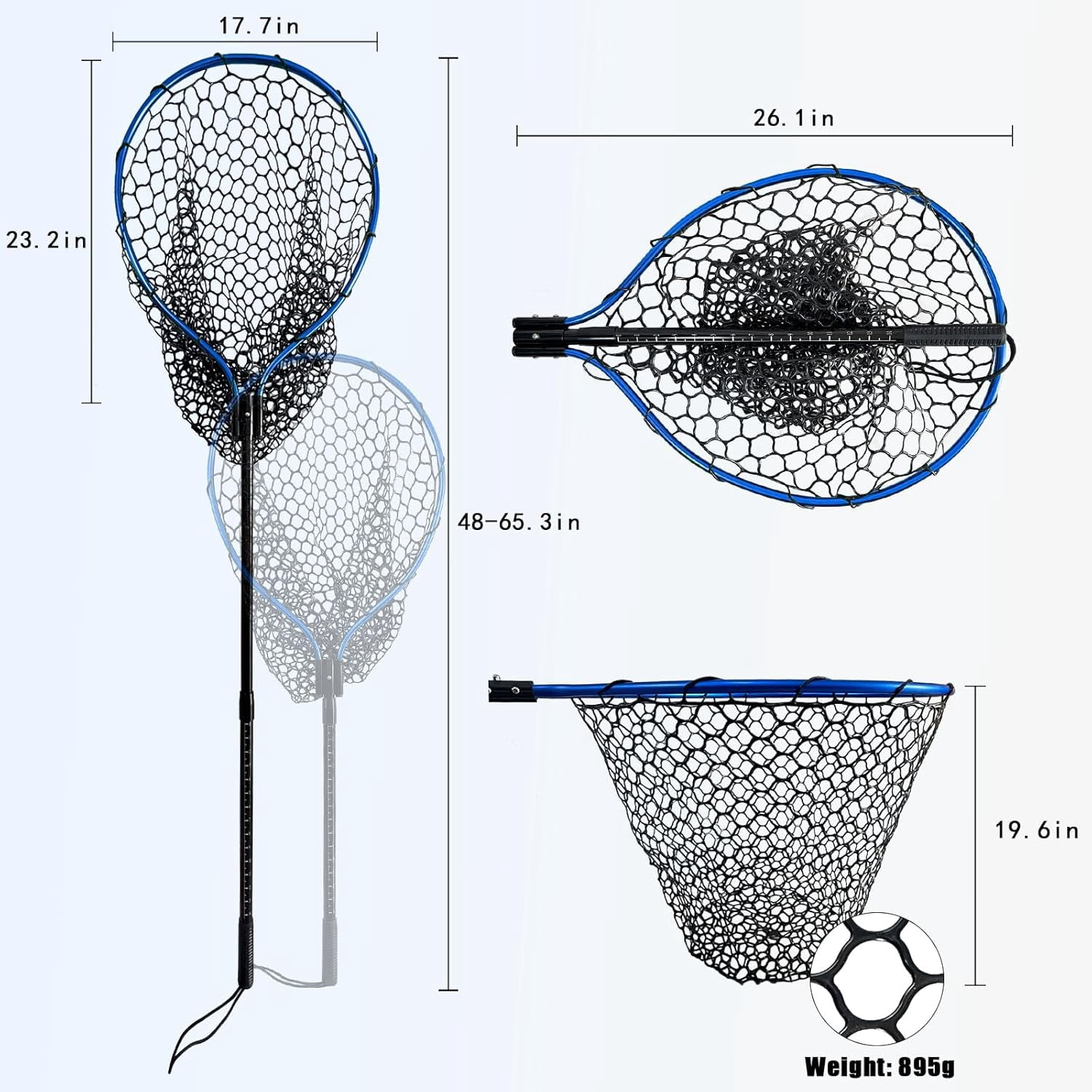 Fishing Net with Handle High Strength Large Landing Net Long ...