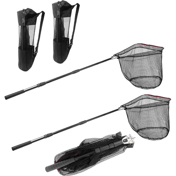 Fishing Net with Handle with Storage Bag,Portable Telescopic Fishing Net Telescoping Handle,Fish Net,Fishing Nets,Extend to 40-63 Inches for Kids Men Women - 2 pcs