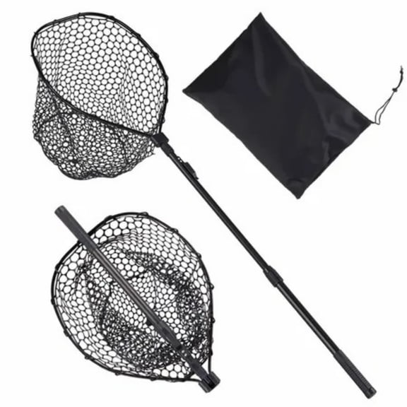 Fishing Net, Landing Nets with Telescopic Handle, Portable Lightweight Stronger 6063 Aluminum Fish Gear, Nylon Covered PVC, Durable and Fish-friendly, 26 inch Net Opening for Saltwater Bait Fish