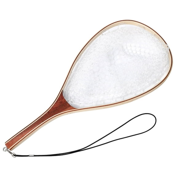 Fishing Net for Trout, Fly Fishing Net with Soft Rubber Mesh, Wooden Handle Fishing Net for Freshwater & Saltwater Fishing, Catch and Release, Gift for Anglers & Fly Fishing Enthusiasts