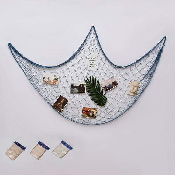 Mediterranean Style Fishing Net Decoration, Cotton Rope Wall Art for Photo Display, DIY Nautical Theme Party & Home Decor