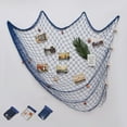 thumbnail image 1 of Fishing Net Wall Decor - Mediterranean Nautical Style, Cotton Rope Handmade Art, Shell Accents, Photo Display Hanging, Coastal Theme Party Decoration, Topliu, 1 of 9