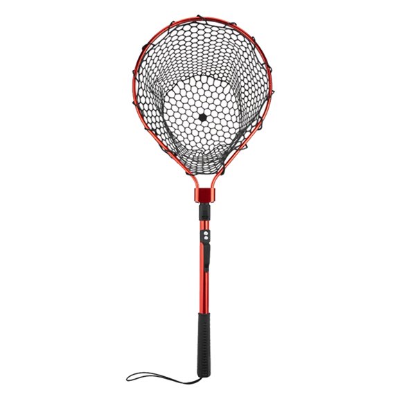 Fishing Net with Handle, Portable Foldable Landing Net, Non Slip Fishing Gear Telescopic Thickened Silicone Mesh Fish Net with Hook for Men Women