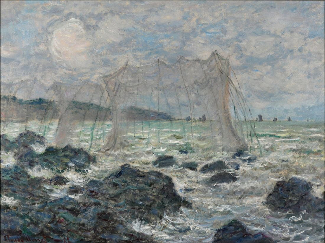 Fishing Nets At Pourville Canvas Art - Claude Monet (18 x 24)