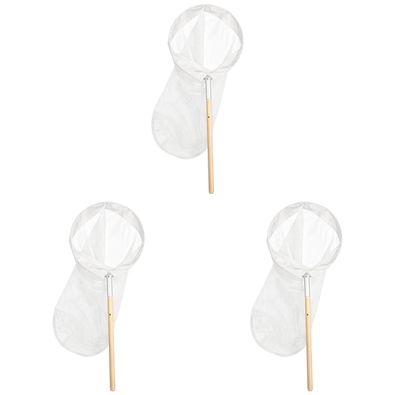 Fishing Nets with Wooden Handle, 18.1 Inch Insect Catching Nets, Butterfly Nets Catcher with Anti-Slip Grip, Outdoor Bug Net for Catching Ladybird & Caterpillar (3 PCS)