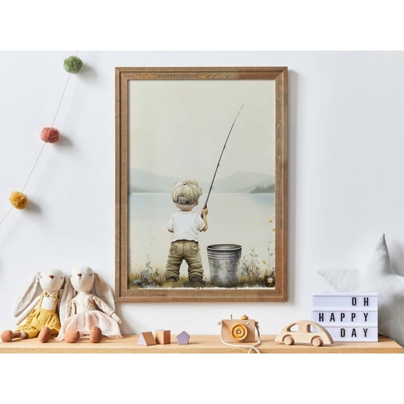 Fishing Nursery Decor, Fishing Theme Nursery, Boy Fishing Art, Fish Baby Room Decor, Lake Nursery, Boy Room Decor, Fishing Wall Art Wall Art, Modern Wall Decor, 8x12 UNFRAMED