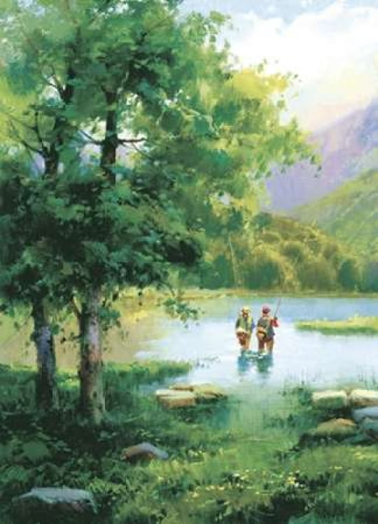 Fishing On Eagle Lake Canvas Art - Salvador Caballero (20 x 28)