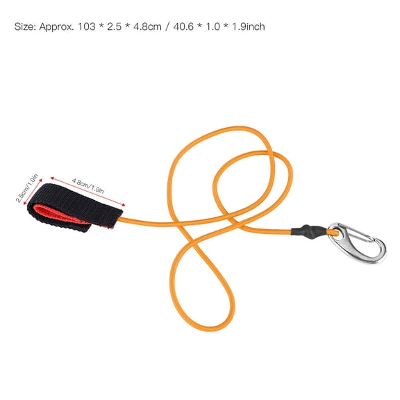 Fishing Orange Elastic Kayak Paddle Leash with Carabiner Clip, Adjustable Nylon Tether for Boating Safety, 40.6 Inch orange Carabiner Paddling