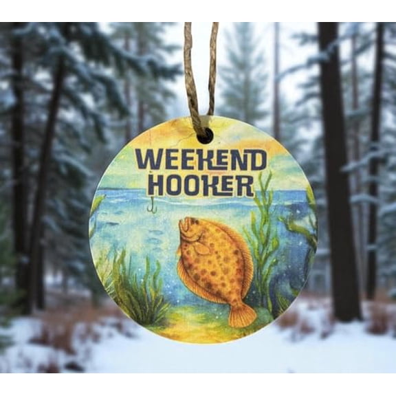 Fishing Ornament  Funny Fish Christmas Ornament for Fishermen, Anglers, Coastal Decor, 4 Inch Round