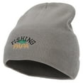 thumbnail image 1 of Fishing Papa Design Embroidered 8 Inch Knitted Short Beanie - Grey OSFM, 1 of 5
