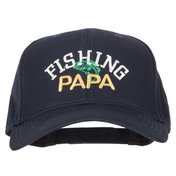 Fishing Papa Embroidered Solid Cotton Pro Style Cap - Navy OSFM