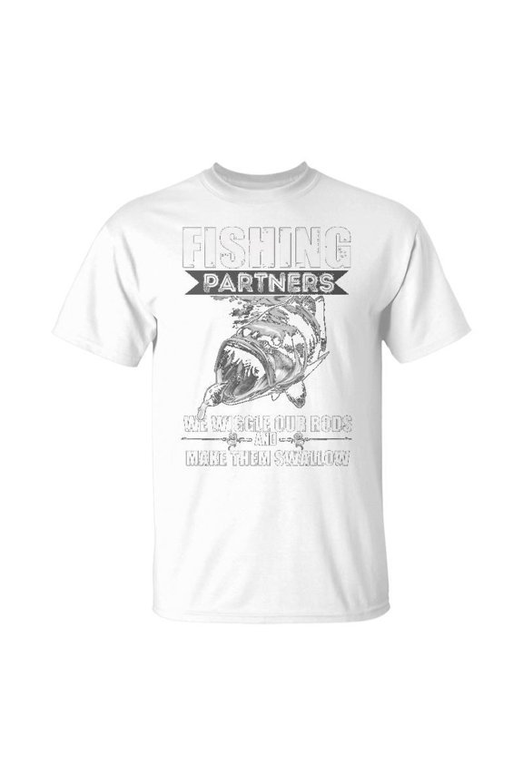 Fishing Partners We Wiggle Our Rods Unisex Jersey Crewneck Tshirt