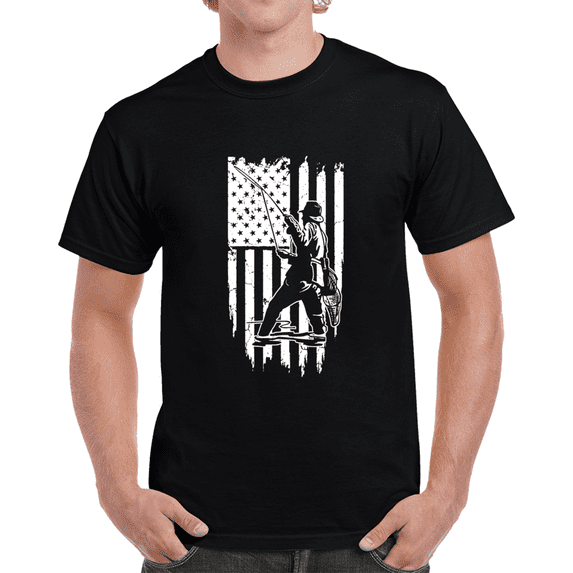Fishing Patriotic T Shirt Great Fathers Day Gift Novelty Marlin Bass Fish Sports Tee