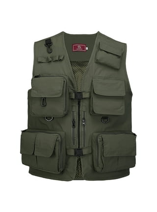 QUSENLON Mens Mesh Outdoor Work Fishing Vest Multi Pockets Breathable  Waistcoat for Jacke 