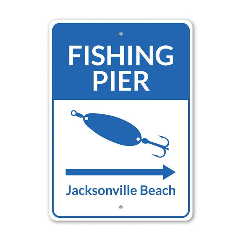 Fishing Pier Destination Guide Sign Beach Arrow Sign Fisherman Metal ...