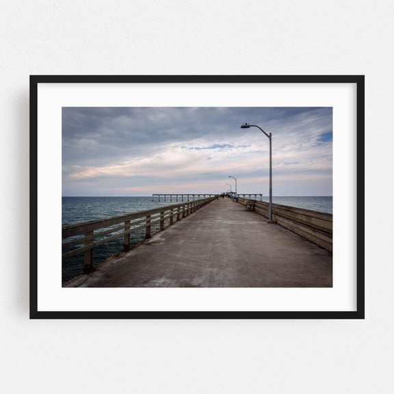 The Fishing Pier in Ocean Beach 02 - San Diego California Photography Ocean Coast Boardwalk Landscape Scenic Beach Black Framed Wall Art Print 5 x 7 inches