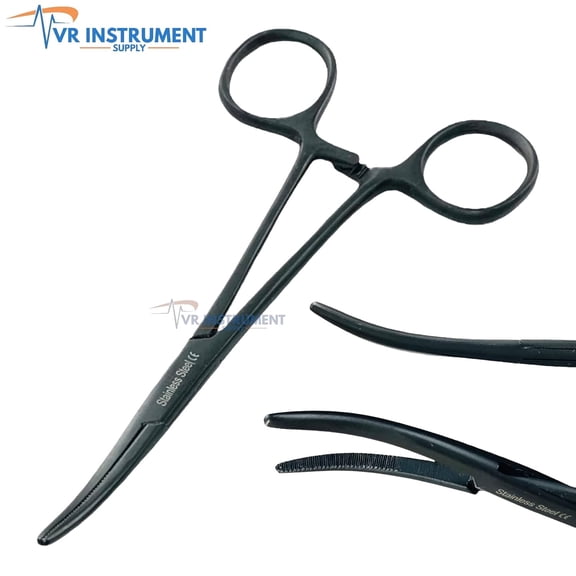 Fishing Pliers Clamp Curved Catch & Release Half Serrated Tool All Black 5.5" Anglers German Stainless CE