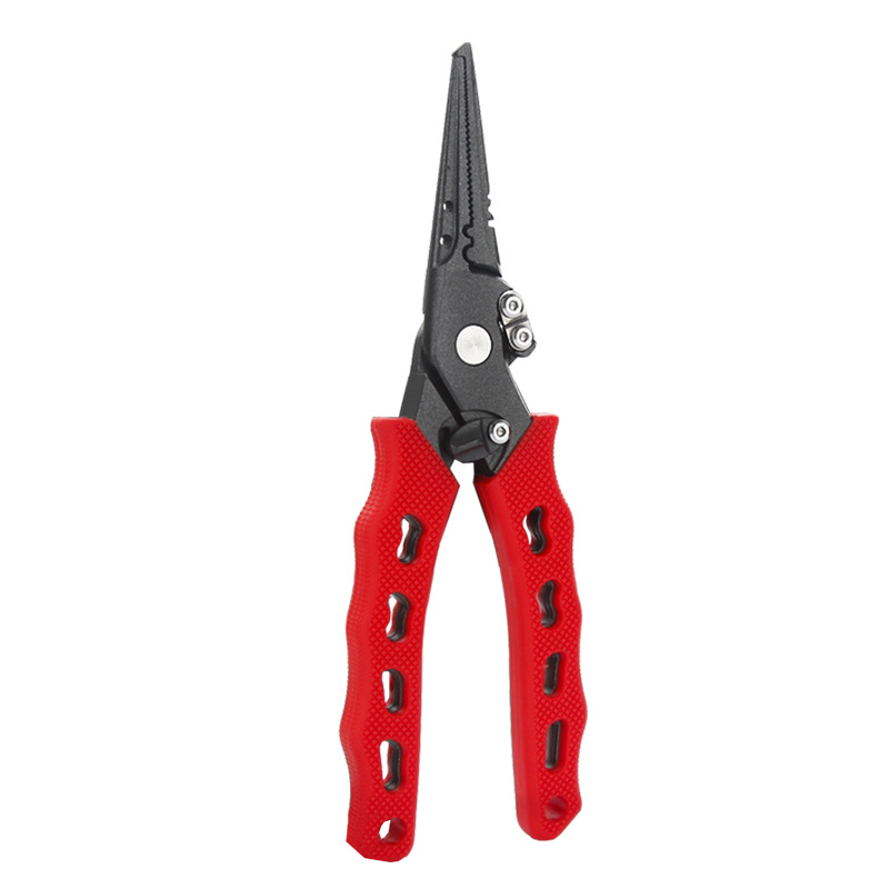 Fishing Pliers, Saltwater Line Cutter with Split Ring Pliers, Fishing Hook Remover, Fishing Nose Pliers with , Fishing Gear Gifts for Men red