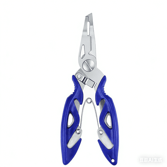Fishing Pliers, Stainless Steel Fish Hook Remover 1PCS, Multi-Function Fishing Line Cutter Split Ring Opener, Fishing Braid Scissors Gear Accessories Fish Gripper with Lanyard Fly Fishing Tool