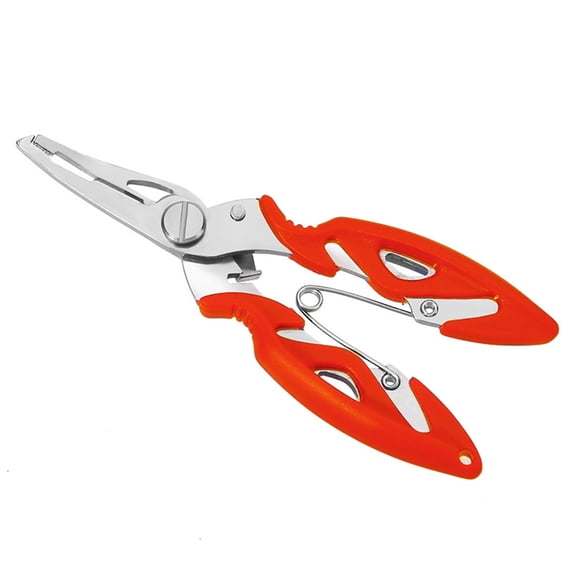 Fishing Pliers, Stainless Steel Fish Hook Remover, Multi-Function Fishing Line Cutter Split Ring Opener, Fishing Braid Scissors Gear Accessories Fish Gripper with Lanyard Fly Fishing Tool