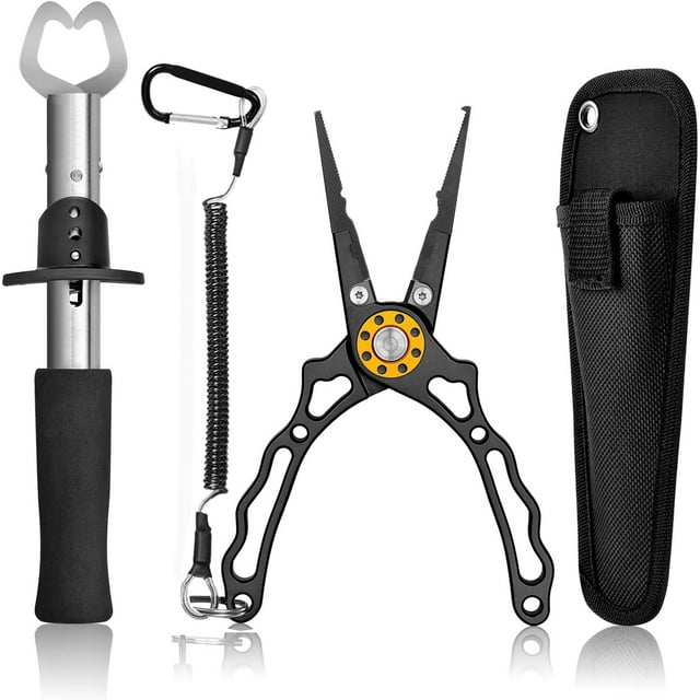 Fishing Pliers and Fish Lip Gripper Set Hook Remover, Split Ring