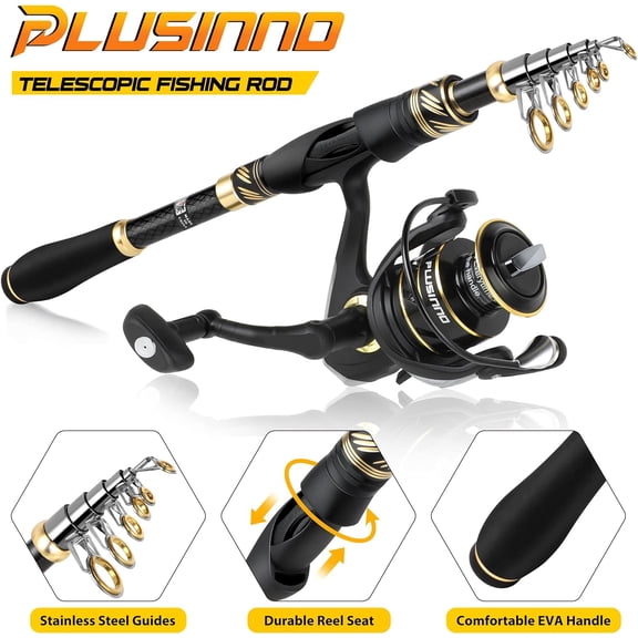 Fishing Pole, Fishing Rod and Reel Combo, Telescopic Fishing Rod Kit with Spinning Reel, Collapsible Portable Fishing Pole with Carrier Bag for Freshwater Saltwater Fishing Gifts for Men Women