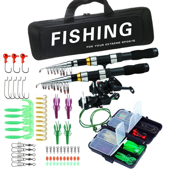 Fishing Pole Set Full Kits Telescopic Fishing Rod and Reel Combo Artificial Baits Hooks Travel Pole Set Fishing Gifts for Men