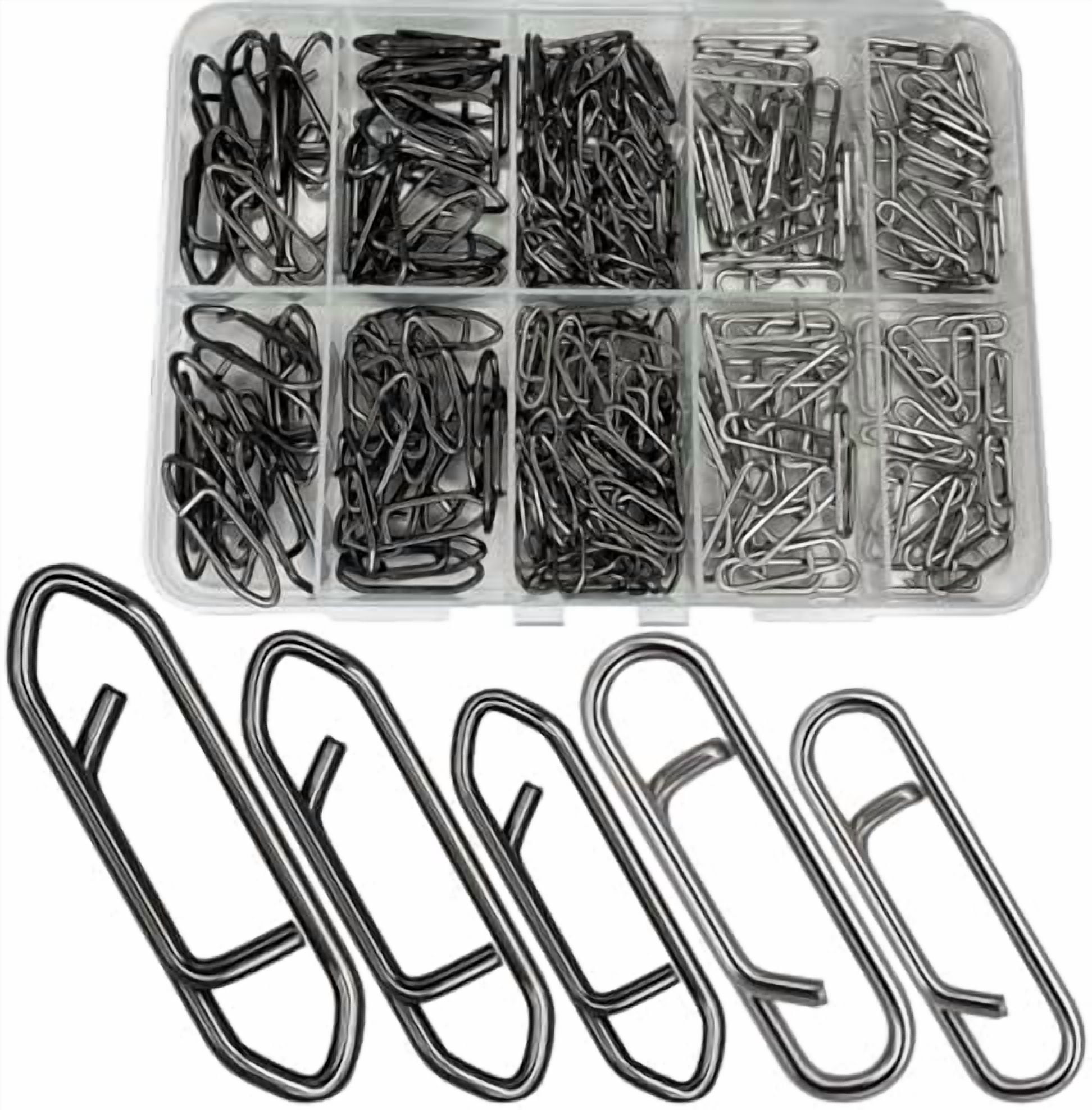 Fishing Power Clips, 200pcs Fishing Speed Clips for Fishing Lure Quick Change, High Strength Stainless Steel Clips Snap Freshwater Saltwater Crankbait Popper Lure Connector Tackle