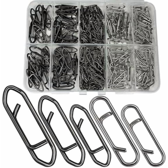 Fishing Power Clips, 200pcs Fishing Speed Clips for Fishing Lure Quick Change, High Strength Stainless Steel Clips Snap Freshwater Saltwater Crankbait Popper Lure Connector Tackle