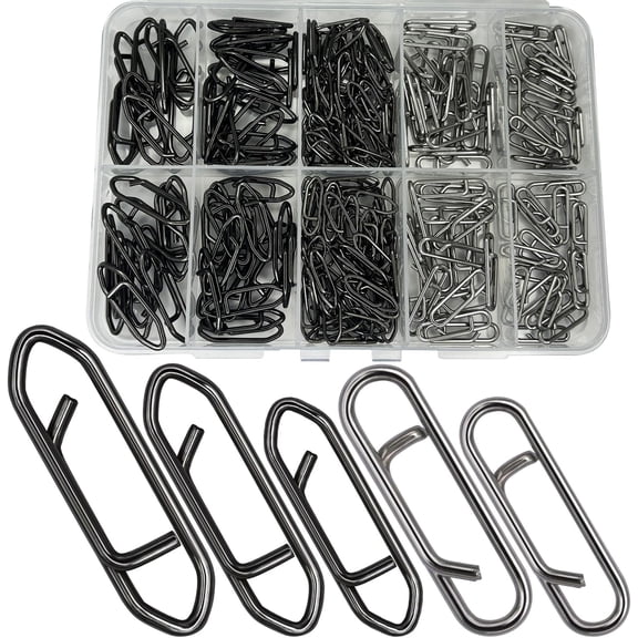 Fishing Power Clips, 200pcs Fishing Speed Clips for Fishing Lure Quick Change, High Strength Stainless Steel Clips Snap Freshwater Saltwater Crankbait Popper Lure Connector Tackle