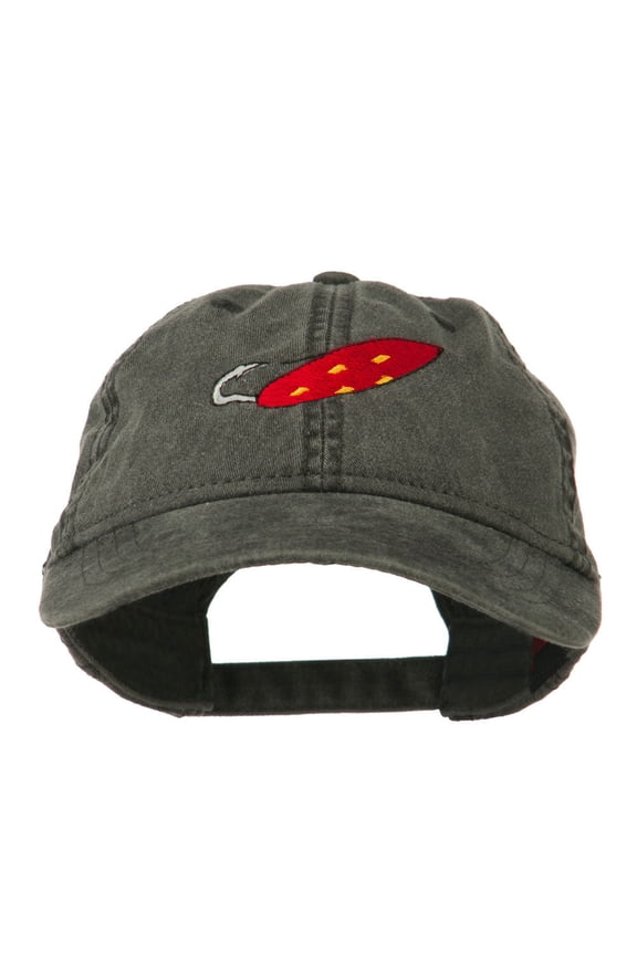 Fishing Red Walleye Lure Embroidered Washed Cap - Black OSFM