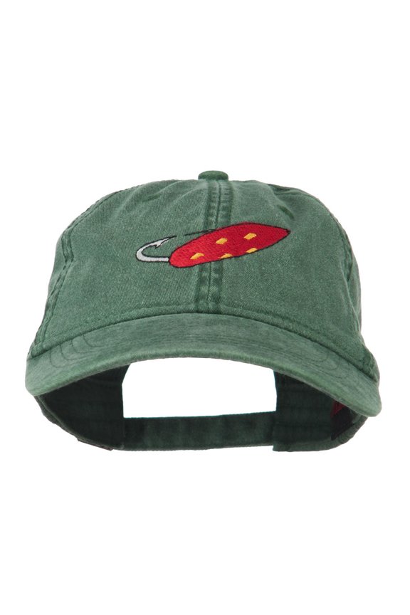 Fishing Red Walleye Lure Embroidered Washed Cap - Dark Green OSFM
