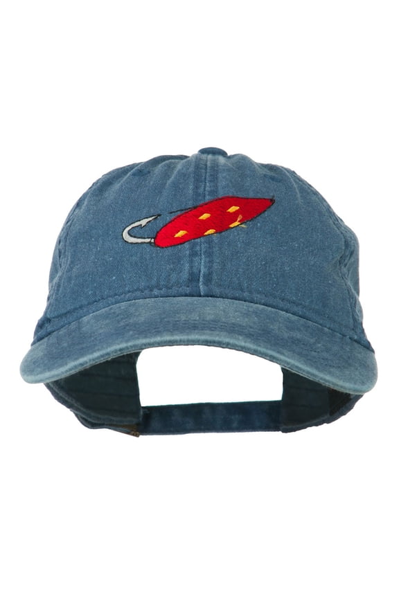 Fishing Red Walleye Lure Embroidered Washed Cap - Navy OSFM
