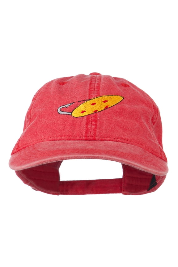 Fishing Red Walleye Lure Embroidered Washed Cap - Red OSFM