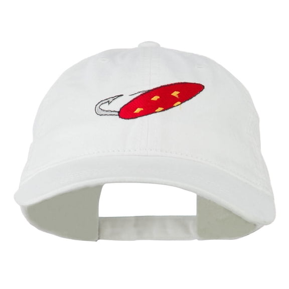 Fishing Red Walleye Lure Embroidered Washed Cap - White OSFM