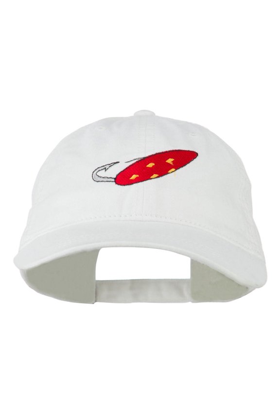 Fishing Red Walleye Lure Embroidered Washed Cap - White OSFM