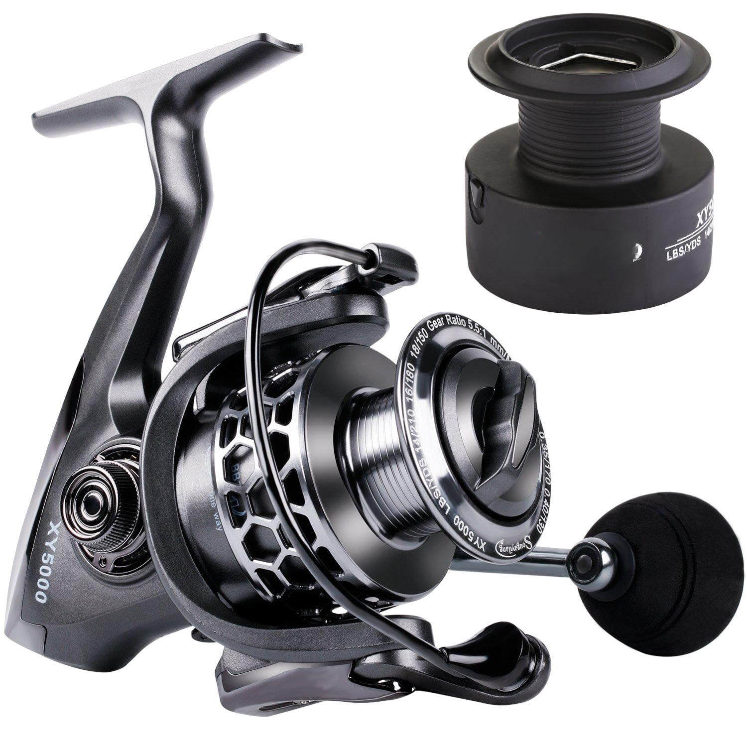 Fishing Reel 13+1bb Light Weight Ultra Smooth Aluminum Spinning With Free Spare Graphite Spool