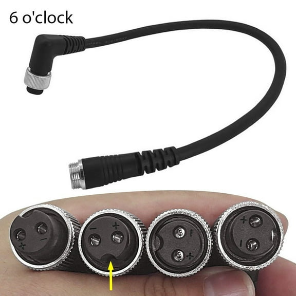 Fishing Reel Battery Power Cable with Elbow 2-Hole Connector, 45cm PVC Copper Cord for Reel Series for Outdoor Angling Equipment Replacement(6 oclock)