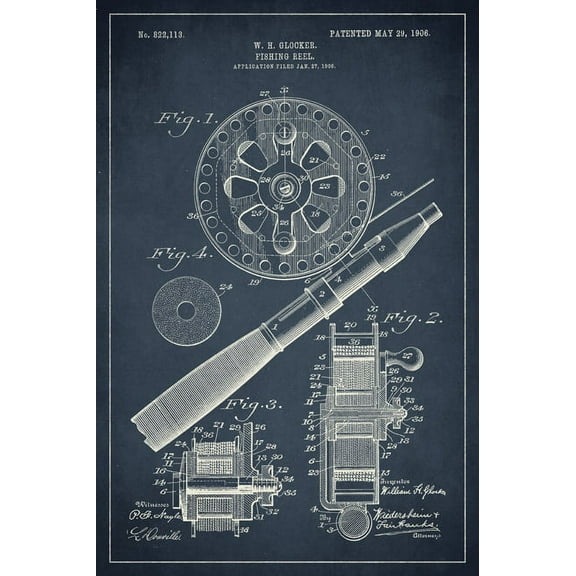 Fishing Reel Invention Patent Art Poster Print