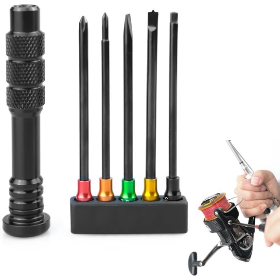 Fishing Reel Repair Tools Kit, S2 Steel Magnetic Screwdriver Set, Phillips PH00 PH0, Hex 2.5mm, Slotted 3.5mm & 4.0mm for Baitcasting & Spinning Reel Maintenance
