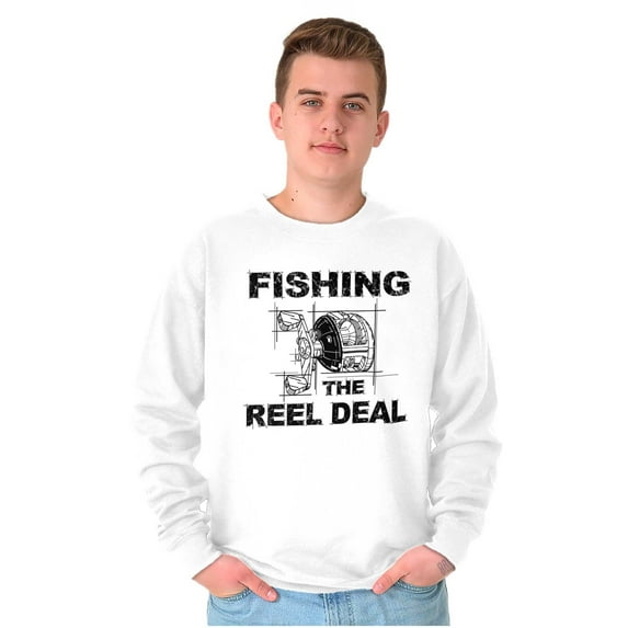 Fishing Reels Funny Fisher Pun Joke Men's Crewneck Sweatshirt Brisco Brands X