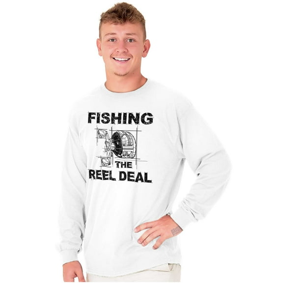 Fishing Reels Funny Fisher Pun Joke Men's Long Sleeve Tee T Shirt Brisco Brands S