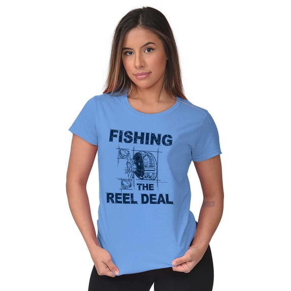 Fishing Reels Funny Fisher Pun Joke Women's T Shirt Ladies Tee Brisco Brands X
