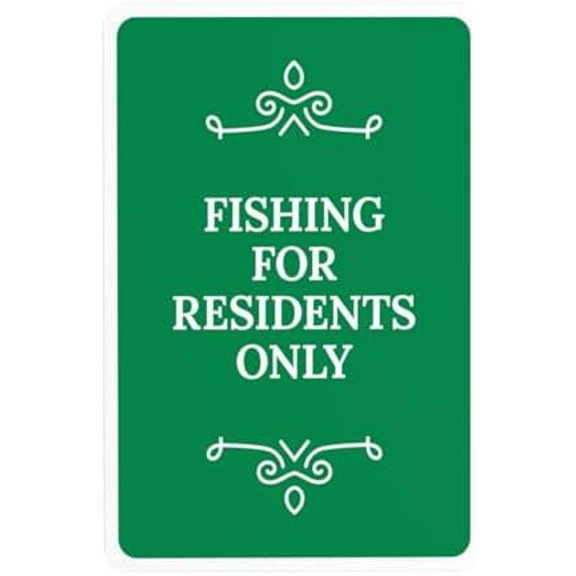 Fishing For Residents Only Without Graphic Warning Sign, Prohibition Security Metal Signs for Business Home Outdoor Indoor Road Garage Street Wall Safety Caution Custom Decor 8 x 12 Inch