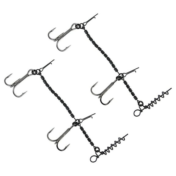 Fishing Rig Hook Corkscrew Barbed Treble Fish Hook Pike Stinger 1/0#