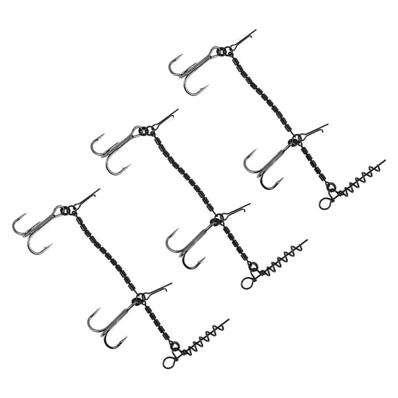 Fishing Rig Hook Corkscrew Barbed Treble Fish Hook Pike Stinger 1/0#